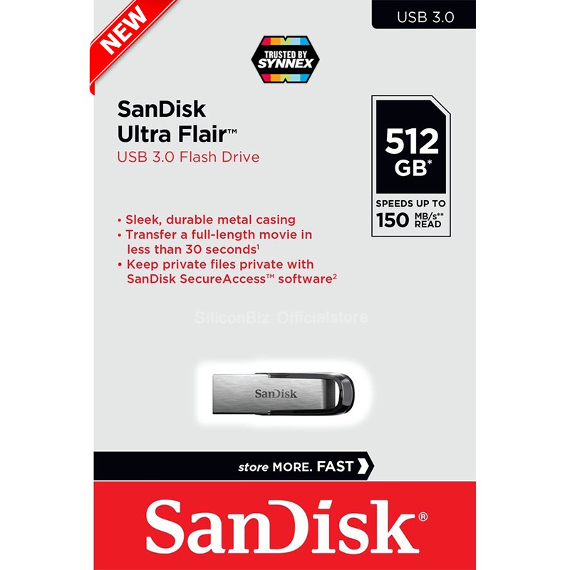 SanDisk Flash Drive Ultra Flair USB3.0 512GB Speed 150MB/s (SDCZ73-512G-G46)  เมมโมรี่ แซนดิส แฟลซไดร์ฟ รับประกัน 5 ปี | Shopee Thailand