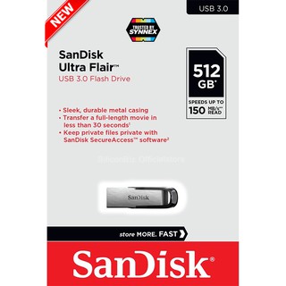 SanDisk Flash Drive Ultra Flair USB3.0 512GB Speed 150MB/s (SDCZ73-512G-G46) เมมโมรี่ แซนดิส แฟลซไดร์ฟ รับประกัน 5 ปี