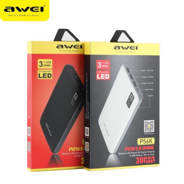 Powerbank awei รุ่นP56K 30000mAh