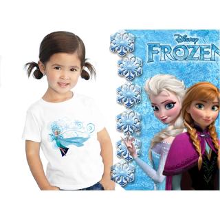 เสื้อยืดแขนสั้นพิมพ์ลายการ์ตูน elsa frozen สําหรับผู้หญิงสีขาว