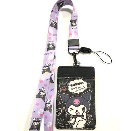 KUROMI สายคล้องคอ สายคล้องบัตร ที่ใส่บัตร ซองใส่บัตร ที่ใส่บัตร พร้อมสายคล้องคอ ลาย KUROMI PPB  งานด