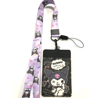 KUROMI สายคล้องคอ สายคล้องบัตร ที่ใส่บัตร ซองใส่บัตร ที่ใส่บัตร พร้อมสายคล้องคอ ลาย KUROMI PPB  งานดี สวยงาม   BY PMYL