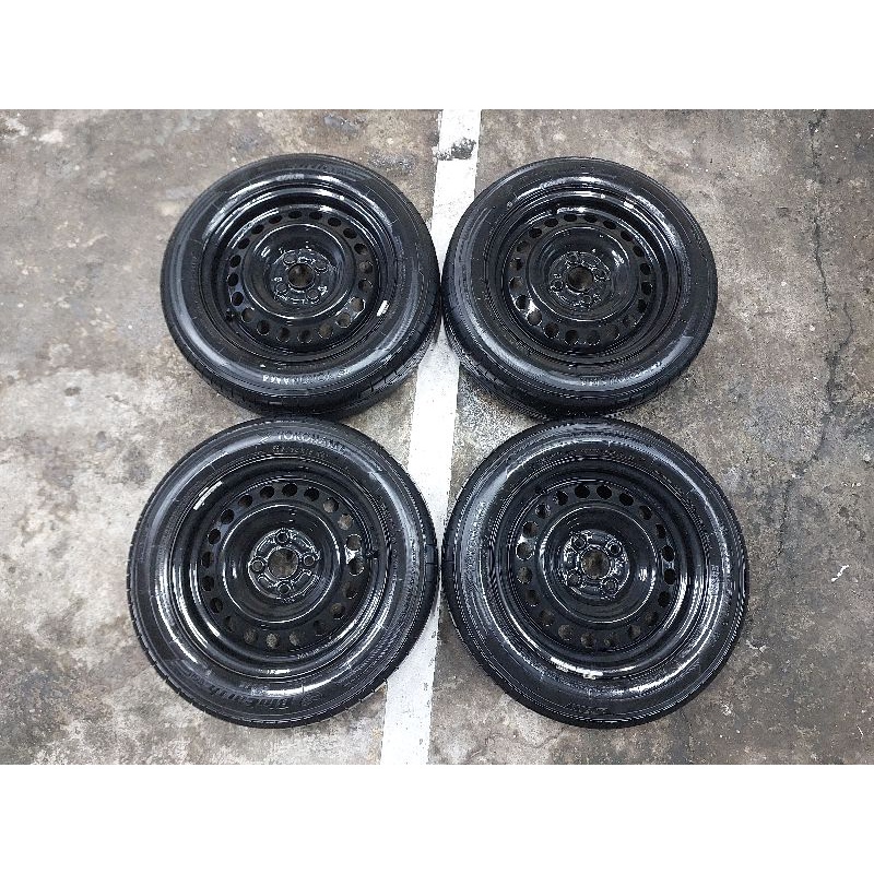 ล้อกระทะ 4รู 100 ขอบ 15 พร้อมยาง YOKOHAMA ขนาด 175/65/R15 ผลิต สัปดาห์ 12 ปี 2019 ยกชุด 4 ล้อ