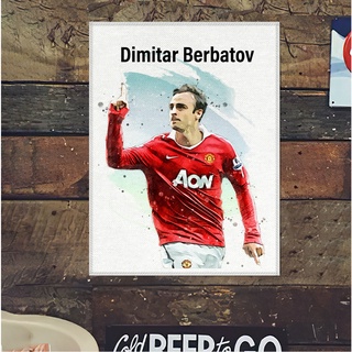 โปสเตอร์ ผ้าแคนวาส Dimitar Berbatov Manchester United ดิมิทาร์ เบอร์บาตอฟ ตำนาน นักฟุตบอล แมนยู แมนเชสเตอร์ยูไนเต็ด