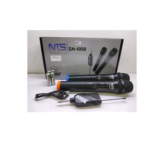 NTS SN668 ไมค์ลอยคู่ UHF ปรับความถี่ได้ ความถี่ใหม่ กสทช SN-668 เครื่องรับเล็ก SN 668 ไมค์ลอยUHF ใช้ถ่าน AA จูนความถี่