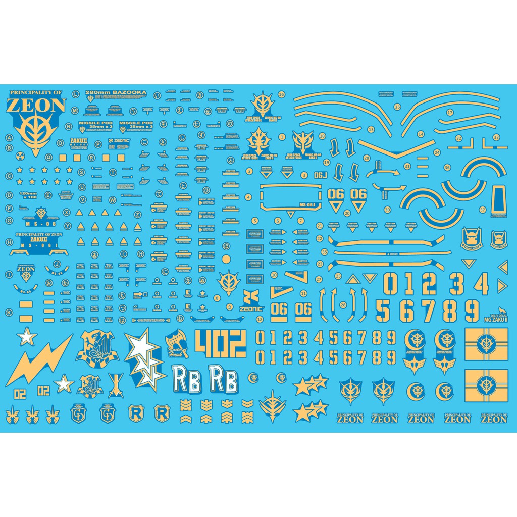 DELPI DECAL ZAKU II GOLD HOLO WATER DECAL MG