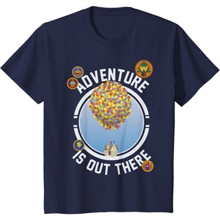 เสื้อยืดผ้าฝ้ายพรีเมี่ยม เสื้อยืด พิมพ์ลายกราฟิกโลโก้ Disney Pixar Up Adventure House