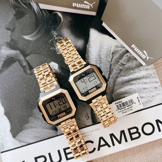 นาฬิกาข้อมือ ⌚️NEW PUMA Remix LCD Gold Tone Stainless Steel Watch