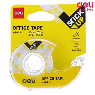 Deli A30211 Invisible Tape เทปขนาดพกพาแบบเขียนได้ ยาว 300 นิ้ว พร้อมแท่นตัดเทปแบบใส อุปกรณ์การเรียน แท่นเทป เทปแบบใส