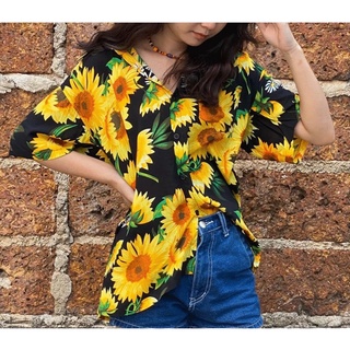 เสื้อเชิ้ต ลายดอกไม้ ผ้านิ่ม เบา ใส่สบาย