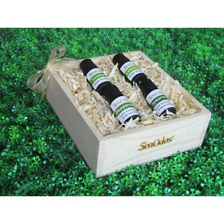 SenOdos ชุดน้ำมันหอม Minty Set 10ml x 4 กลิ่น บรรจุในกล่องไม้สน