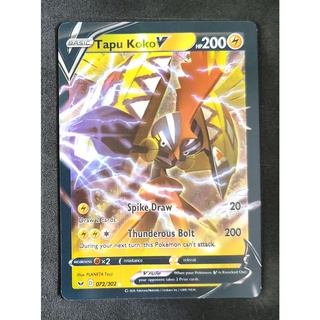 Tapu Koko V Card คาปู โคเคโค 072/202 Pokemon Card Gold Flash Light (Glossy) ภาษาอังกฤษ