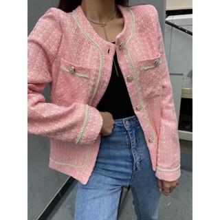 พร้อมส่ง🇰🇷pink tweed jacket🇰🇷jkn530