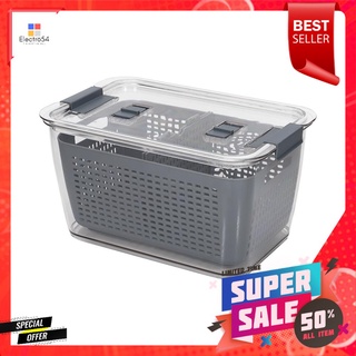 กล่องจัดเก็บในตู้เย็น พร้อมตะกร้าและชั้นแบ่ง 18.5x29x15 ซม. KECH CHILLREFRIGERATOR STORAGE BOX WITH DRAIN BASKET AND PAR