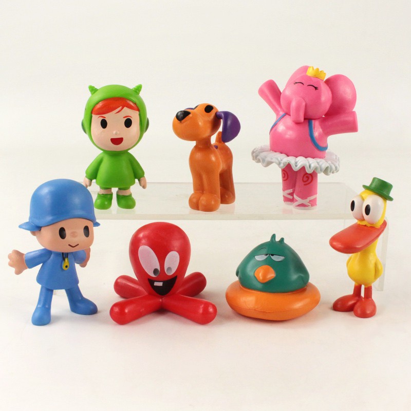7 ชิ้น/เซ็ต Pocoyo Elly Pato Loula Nina Sleepy Bird สุนัขเป็ดช้าง Action Figure ของเล่นเด็กตุ๊กตา