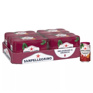 🌟พร้อมส่ง🌟San Pellegrino Melograno E Aranciata 330ml 24 กระป๋อง น้ำผลไม้อัดแก๊สธรรมชาติ รสส้มและทับทิม ขนาด 330ml