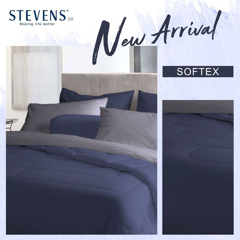 STEVENS ชุดเครื่องนอน ดีไซน์ ORIANNA_NAVY ขนาด6ฟุต6ชิ้น(มีผ้านวม) รุ่น SOFTEX เนื้อผ้าไมโครไฟเบอร์