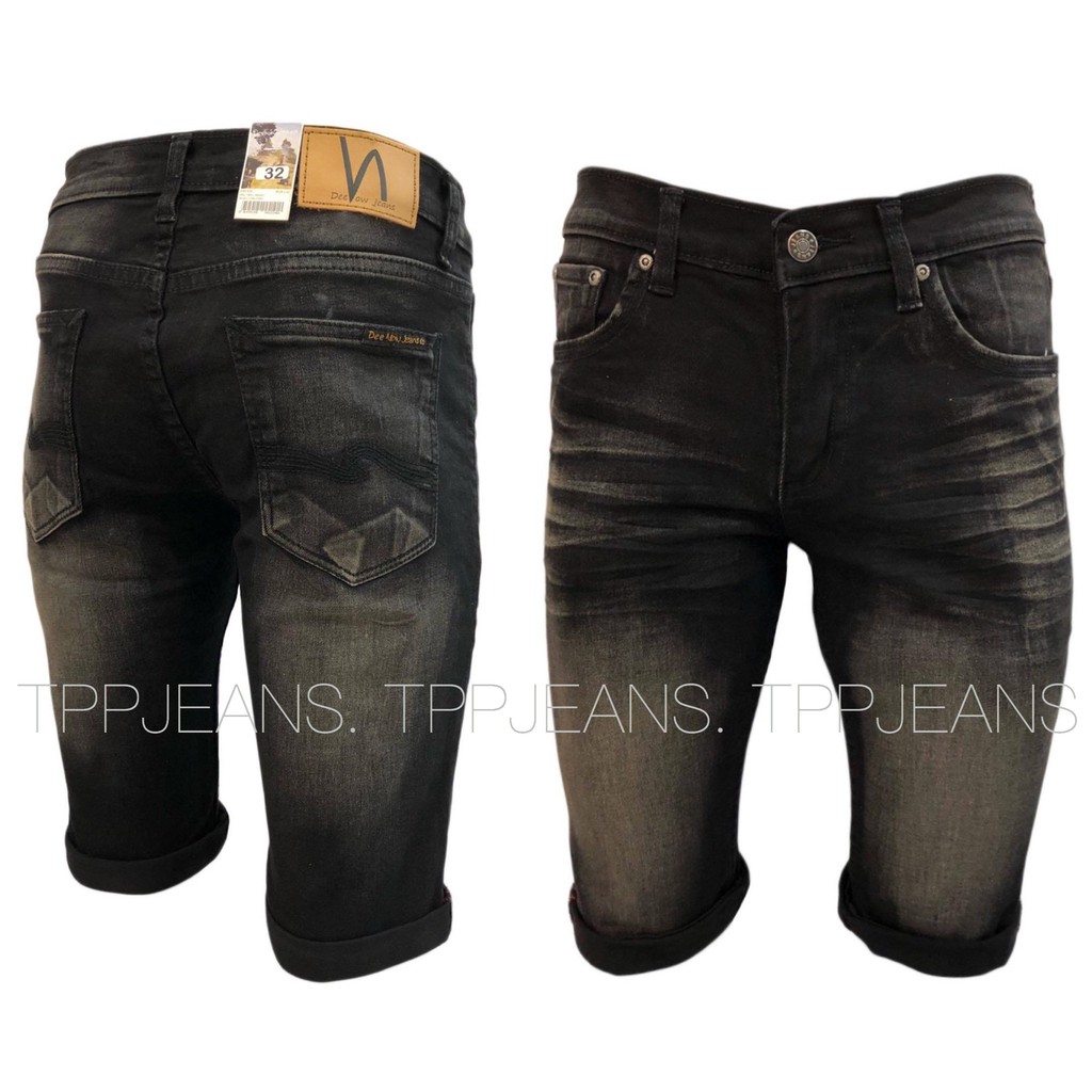 [ไซส์ 28”-44”]BlackXDenim กางเกงยีนส์ขาสั้น ผ้ายืด ทรงสลิม ใส่สบาย เป้าซิป รับชำระปลายทาง