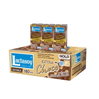 แลคตาซอยโกลด์ นมถั่วเหลือง เอ็กซ์ต้า ช็อกโก 180 มล. แพ็ค 36 กล่อง Lactasoy Gold Soy Milk UHT Chocolate 180 ml x 6