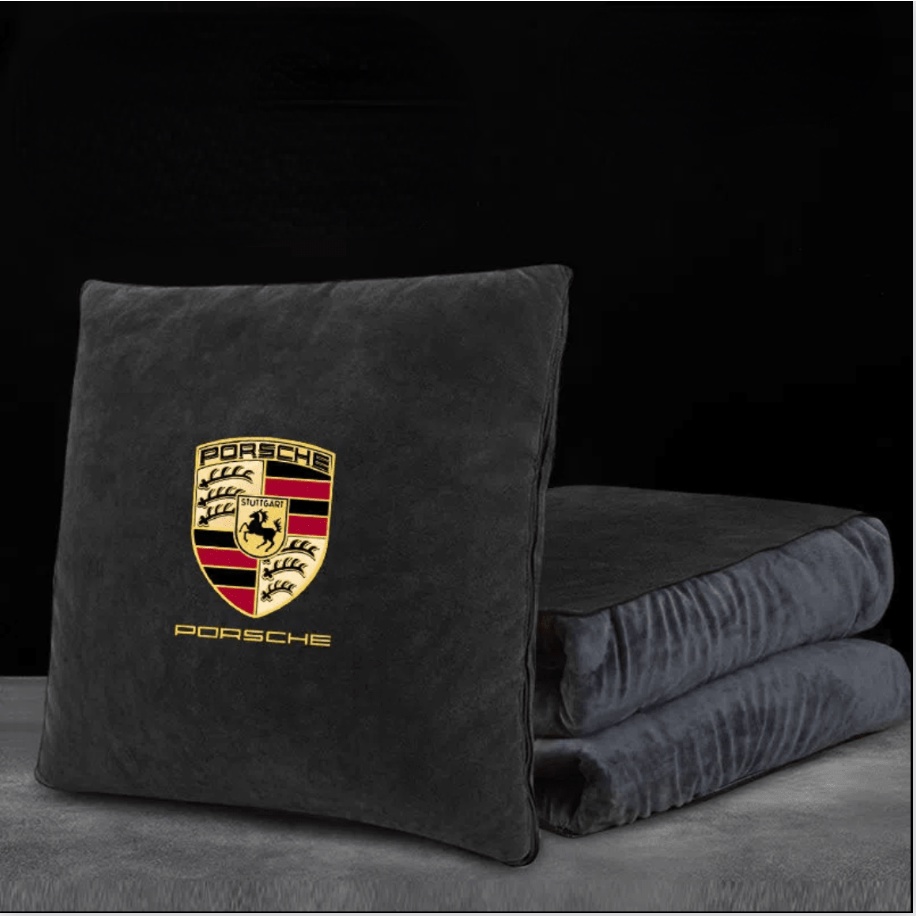 Porsche LOGO Plush Pillow Seat Lumbar Plush Plush Thickening Expandable PillowMacan Cayenne Cayman taycan 718 Boxster 911 Panamera Car Sleep Warm Blanket