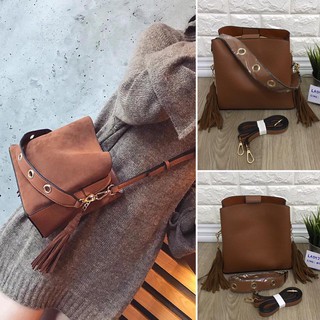 SIAMBACKPACKER กระเป๋าสะพายผู้หญิง 2in1 style (PU015) กระเป๋าผู้หญิง กระเป๋าสะพายข้าง หนังกลับ เรียบ หรู ดูดี หนัง PU