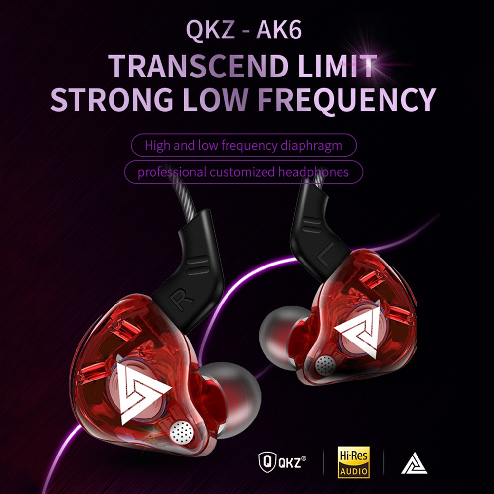 QKZ AK6 หูฟังกีฬา 3.5 มม.AUX Universal HiFi Sound เพลงพร้อมไมโครโฟนหูฟังชนิดใส่ในหูน้ําหนักเบาสําหรับโทรศัพท์สมาร์ท