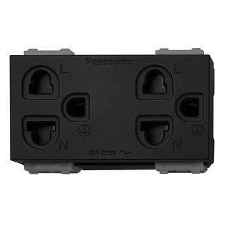 เต้ารับคู่ 3 ขา PANASONIC WEGN15829 สีดำ DOUBLE SOCKET PANASONIC WEGN15829 3-PIN BLACK