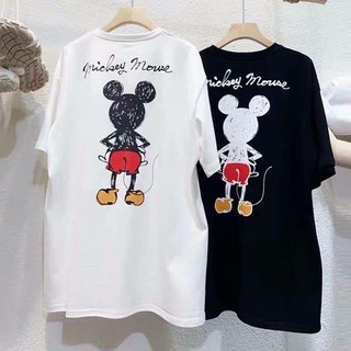 พร้อมส่ง เสื้อยืด มิกกี้ ขนาดโอเวอร์ไซร์สีดำ