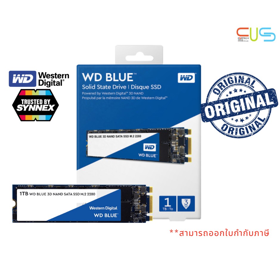 1 TB SSD M.2 WD Blue (WDS100T2B0B) SATA M.2 2280 รับประกัน 5ปี
