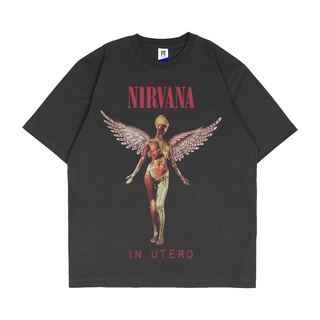 oversize T-shirt เสื้อยืด ลายวง nirvana - IN UTERO พรีเมี่ยม สไตล์วินเทจ สําหรับวัยรุ่น S-5XL