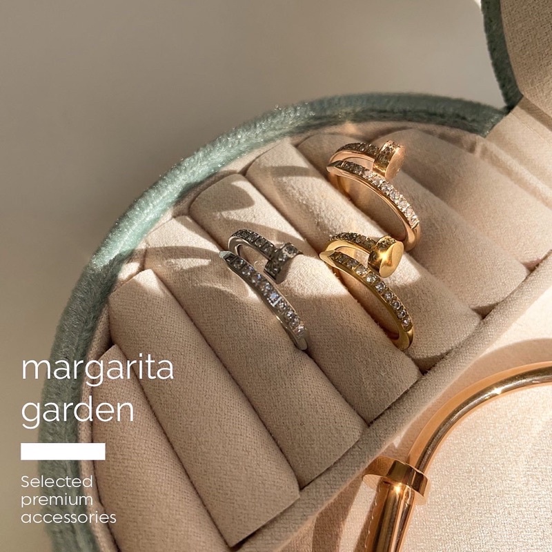 Margarita Exquisite Nail Stainless Ring with Diamond