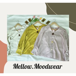 พร้อมส่ง เสื้อแขนยาว กระดุมผ่าหน้า สายหวาน สายเปรี้ยว MANDY - Stone button long sleeve top