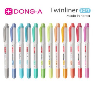 Dong-A Twinliner ปากกาเน้นข้อความ ไฮไลท์ 2ด้าน 2 หัว *แจ้งเบอร์สีในแชท*