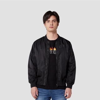 DAVIE JONES เสื้อแจ็คเก็ต ทรงบอมเบอร์ สีดำ Bomber Jacket in black JK0024BK