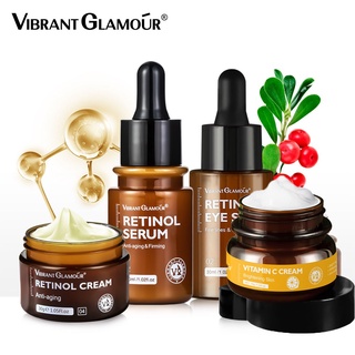 Vibrant GLAMOUR Natural Retinol Sets ครีมบํารุงผิวหน้า + เซรั่มบํารุงผิวหน้า + อายเซรั่ม + ครีมวิตามินซี