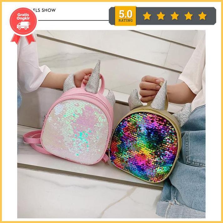 กระเป๋าเป้สะพายหลังยูนิคอร์นเลื่อมขนาดเล็ก Tu002 Bling Kids Backpack Free889