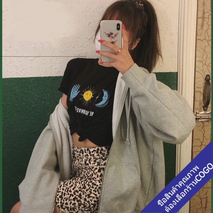 COGOพร้อมส่ง เสื้อครอปเอวลอยรัดรูป เสื้อผ้าแฟชั่นผู้หญิง รูปที่ 2