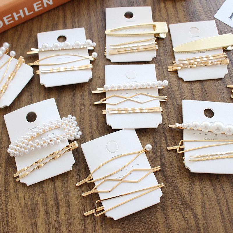 Fulllove กิ๊บติดผมประดับมุก สำหรับผู้หญิง 1 ชุด 3Pcs Hairclip Style Korea มี9สี รุ่น067