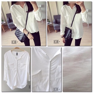 360.- ส่งฟรี🍒 :::plain plain white t-shirt:::