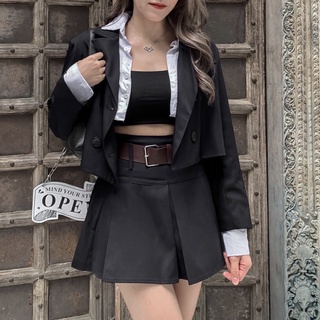 KINDARARE 🏷 Miami mini skirt with belt (มีซับใน) “BLACK”