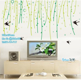 SALE Transparent Wall Sticker สติ๊กเกอร์ติดผนัง โมบายนกนางแอ่น (กว้าง160cm.xสูง88cm.)