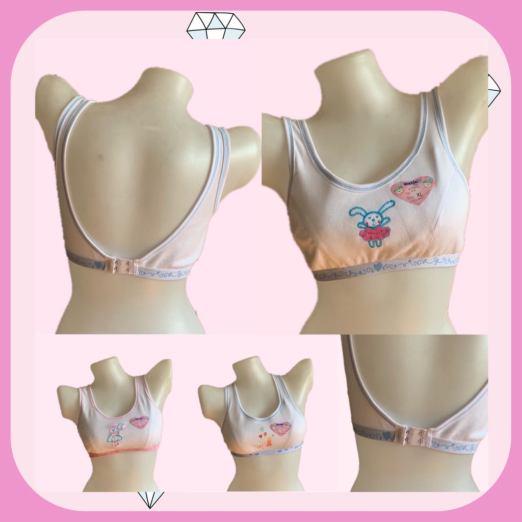 Wanjai 44 เสื้อชั้นในเด็กแบบตะขอหลัง  มีฟองน้ำ ฟรีไซส์-XL เด็กโต 9-14 ขวบ