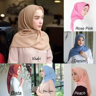 Jilbab Segiempat Bella Square Pollycotton Double Hycon Tidak Licin Adem Stock Sesuai Warna Di Produk