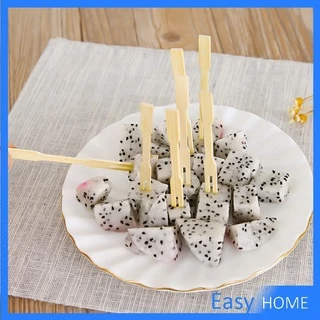 E.H. ส้อมผลไม้ไม้ไผ่แท่งทำจากวัสดุที่เป็นมิตรกับสิ่งแวดล้อมขนาด 9 ซม. ประมาณ 100 ชิ้นต่อถุง