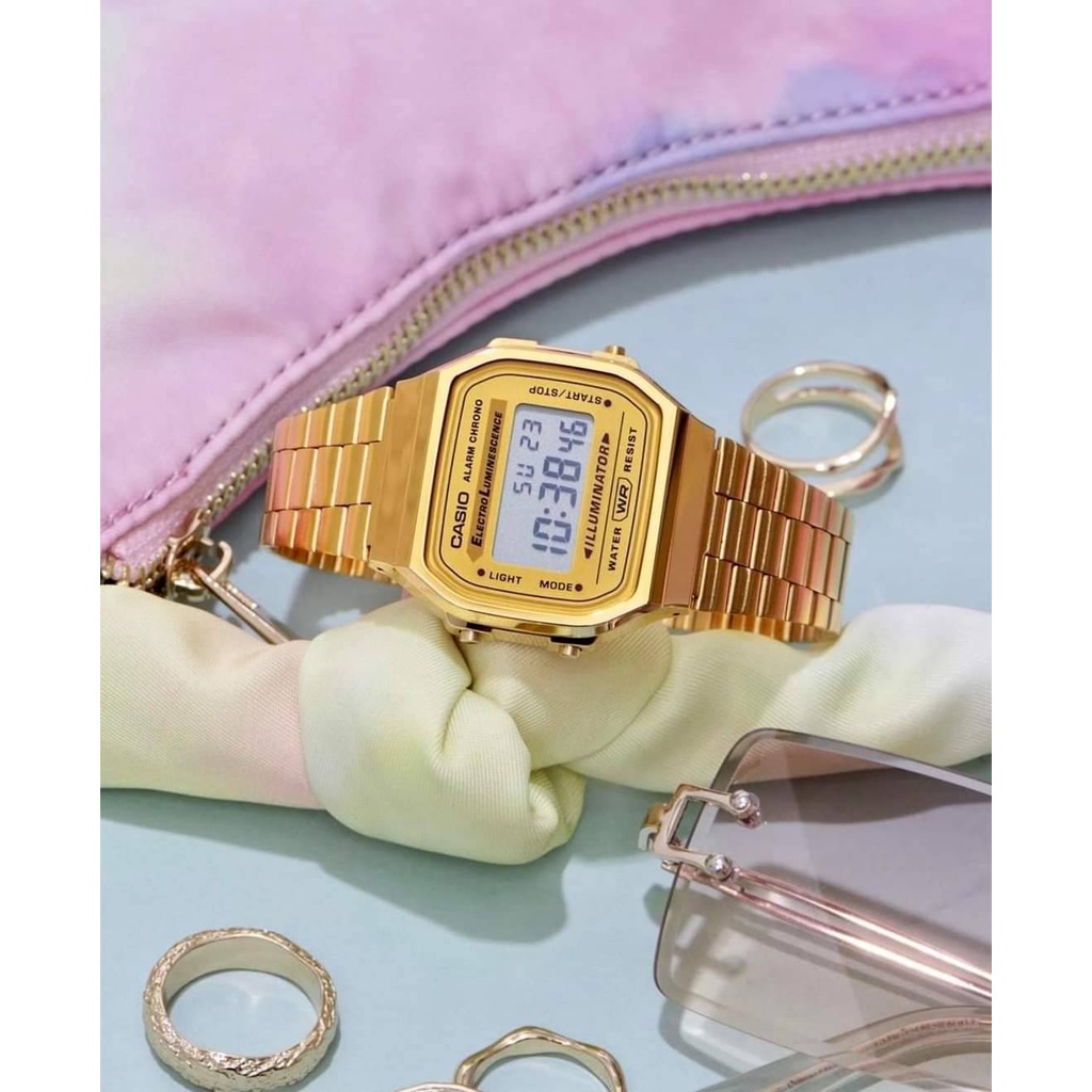เก็บเงินปลายทาง # นาฬิกา Casio สีทอง วินเทจ ยอดฮิต รุ่น A168WG-9W - มั่นใจ ของแท้ รับประกัน 1 ปี (CM