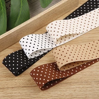 พร้อมส่ง ริบบิ้นผ้า ลายจุด ขนาด 2.5 และ 3.5 ซม.