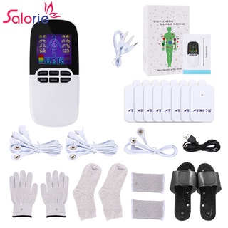 Salorie เครื่องนวดบําบัดร่างกายไฟฟ้า 8 โหมด พร้อมถุงมือไฟเบอร์นําไฟฟ้า
