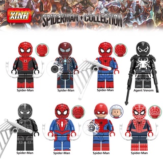 ของเล่นเด็กตัวต่อตัวต่อ Spiderman Minifigures ซูเปอร์ฮีโร่