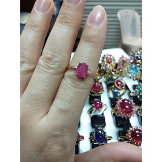 แหวน pink gold ฝังทับทิมแท้