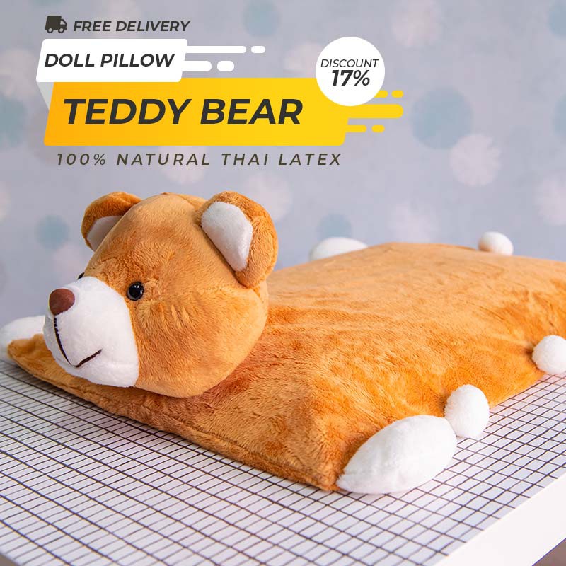 Doll Pillow | Kids Latex Pillow | Bear Doll Latex Pillow | Kids Healthy Pillow | Kids Pillow | IMMa 